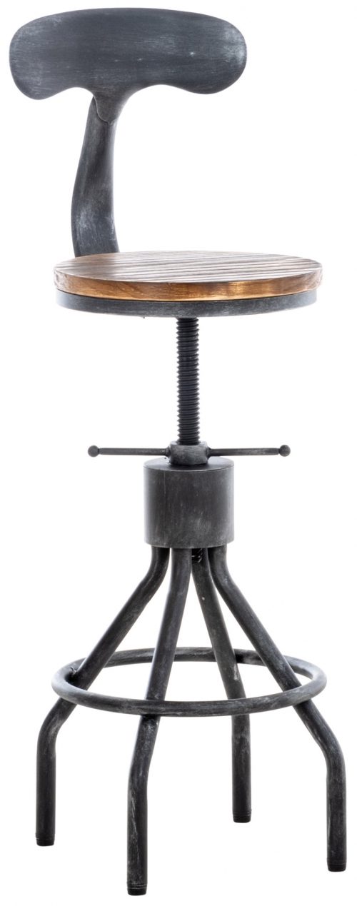 Industriálna barová stolička Hanam ~ kov / drevo