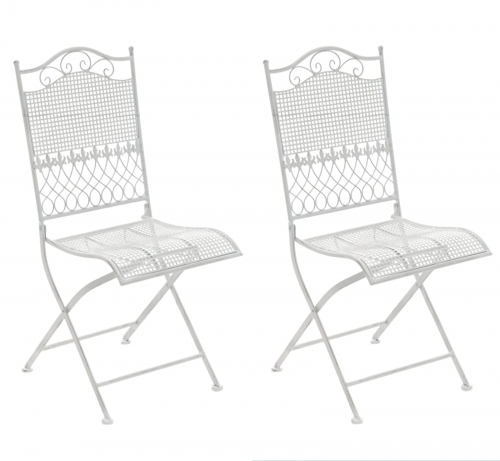 Kovová skladacia stolička Kiran (SET 2 ks) - Biela antik