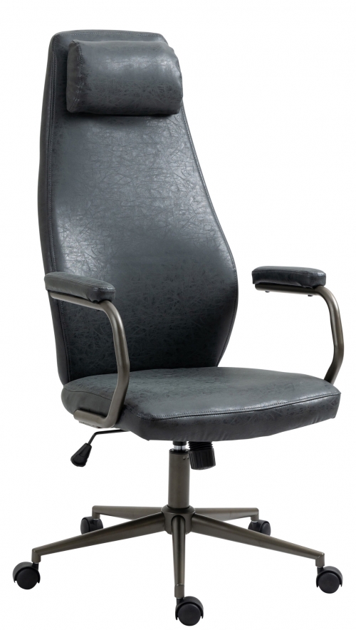 Kancelárska stolička Pocatello v industriálnom štýle - koženka - Čierna antik