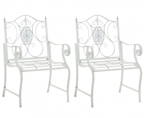Kovová stolička Punjab s područkami (SET 2 ks) - Biela antik