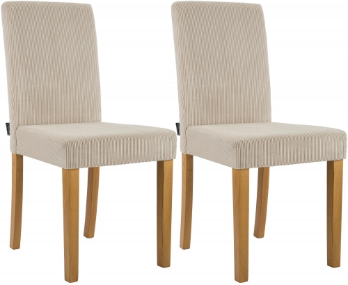 Sada 2 ks jedálenských stoličiek Ina látka cord, antik svetlá - hnedá