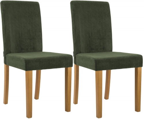 Sada 2 ks jedálenských stoličiek Ina látka cord, antik svetlá - zelená