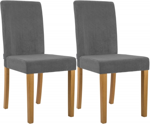 Sada 2 ks jedálenských stoličiek Ina látka cord, antik svetlá - sivá