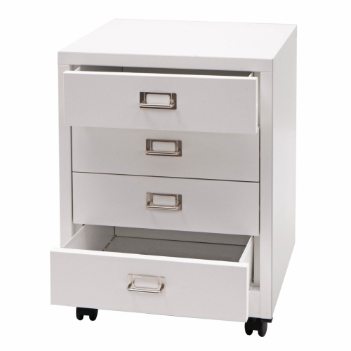 Zásuvková skrinka HWC-L49, kov 55x40x41cm 4 zásuvky - biela