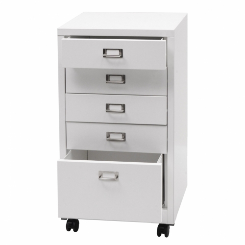 Zásuvková skrinka HWC-L49, kov 75x40x41cm 5 zásuviek - biela