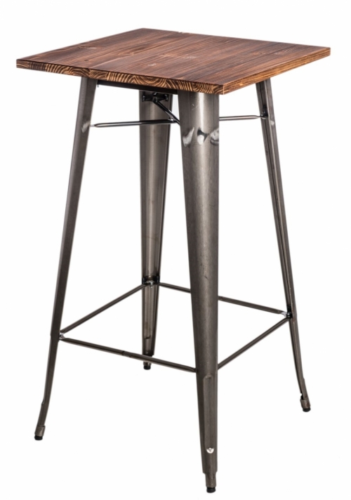 Kovový barový stôl Paris s drevenou doskou, borovica ~ v106 cm