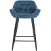 Barová stolička Gibson ~ látka, kovové nohy čierne - Modrá