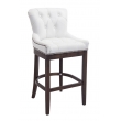 Barová stolička Buckingham ~ koža, drevené nohy tmavá antik - Biela
