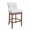Barová stolička Buckingham ~ koža, drevené nohy svetlá antik - Biela