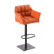 Barová stolička Damas B1 ~ koženka, čierny rám - Oranžová