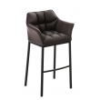 Barová stolička Damas B4 ~ koženka, čierny rám - Hnedá