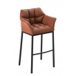 Barová stolička Damas B4 ~ koženka, čierny rám - Svetlo hnedá