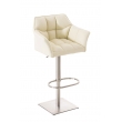 Barová stolička Damas E1 ~ koženka, nerezový rám - Krémová