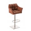 Barová stolička Damas E1 ~ koženka, nerezový rám - Svetlo hnedá