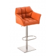 Barová stolička Damas E1 ~ koženka, nerezový rám - Oranžová