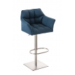 Barová stolička Damas E1 ~ látka, nerezový rám - Modrá