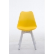 Stolička Borne V2 plast / koženka drevené nohy biele - Žltá