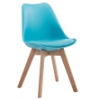 Stolička Borne V2 plast / koženka drevené nohy natura - Modrá