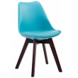 Stolička Borne V2 ~ plast / koženka, drevené nohy orech - Modrá