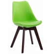 Stolička Borne V2 ~ plast / koženka, drevené nohy orech - Zelená