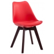 Stolička Borne V2 ~ plast / koženka, drevené nohy orech - Červená