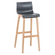 Barová stolička Hoover ~ plast, drevené nohy natur - Sivá