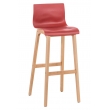 Barová stolička Hoover ~ plast, drevené nohy natur - Červená