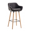Barová stolička Grant ~ koženka, drevené nohy natura - Hnedá