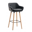 Barová stolička Grant ~ koženka, drevené nohy natura - Čierna