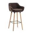 Barová stolička Grant ~ látka, drevené nohy natura - Hnedá