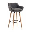 Barová stolička Grant ~ látka, drevené nohy natura - Svetlo sivá