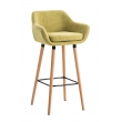 Barová stolička Grant ~ látka, drevené nohy natura - Limetková zelená