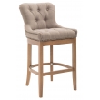 Barová stolička Buckingham látka, drevené nohy svetlá antik - Sivo-hnedá (Taupe)