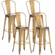 Kovová barová stolička v industriálnom štýle Aiden (SET 4 ks) - Zlatá