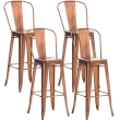 Kovová barová stolička v industriálnom štýle Aiden (SET 4 ks) - Meď