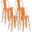 Kovová barová stolička v industriálnom štýle Aiden (SET 4 ks) - Oranžová