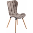 Jedálenská stolička Odda ~ látka, drevené nohy natura - Sivo-hnedá (Taupe)