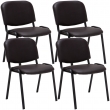 4x Stohovateľná konferenčná stolička Ken koženka - Hnedá