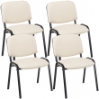 4x Stohovateľná konferenčná stolička Ken koženka - Krémová