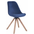 Otočná stolička Troyes ~ zamat, drevené nohy hranaté natura - Modrá