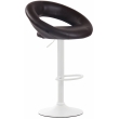 Barová stolička Olinda - koženka, biely rám - hnedá