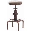 Kovová barová stolička Lumo Vintage industriálna - Bronzová / hnedý sedák