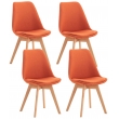 Stolička Linares (SET 4 ks) ~ látka, drevené nohy natura - Oranžová