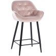 Barová stolička Gibson ~ zamat, kovové nohy čierne - Ružová