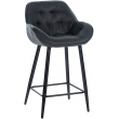 Barová stolička Gibson ~ látka, kovové nohy čierne - Tmavo sivá