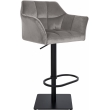 Barová stolička Damaso B - zamat, čierny rám - Sivá