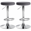 2x Barová stolička Ponte - zamat, chróm rám - Tmavo sivá