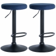 2x Barová stolička Ponte - zamat, čierny rám - Modrá