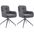 Set 2 jedálenských stoličiek Pickett - látka - tmavošedá