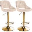 Sada 2 ks barovej stoličky Milet zamat - zlatá podnož - krémová